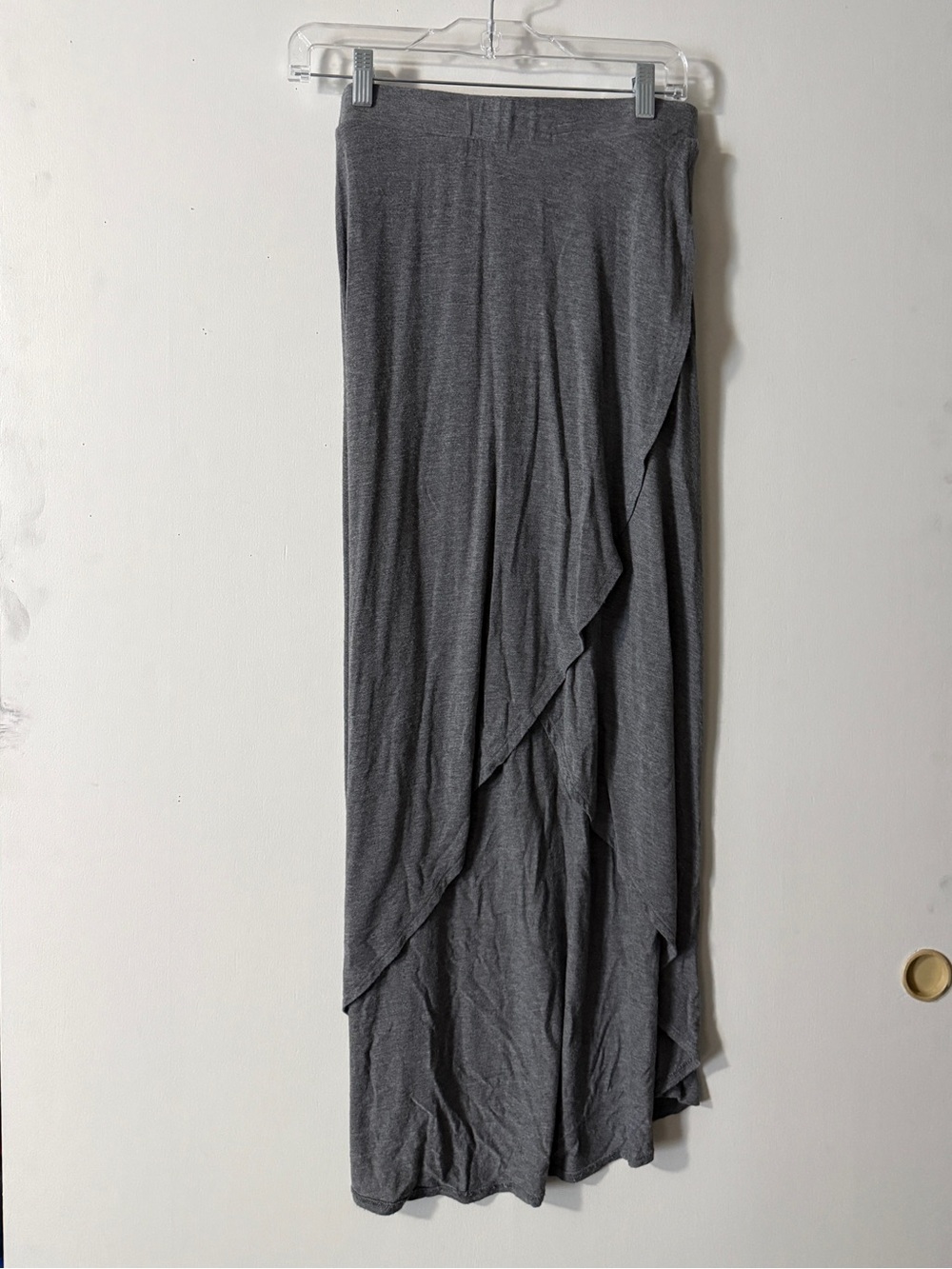 a new day Gray Ruffled Wrap-Front Maxi Skirt